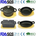 Preseasoned Cast Iron Fajita Sizzle Fajita Set with Wooden Base China Factory